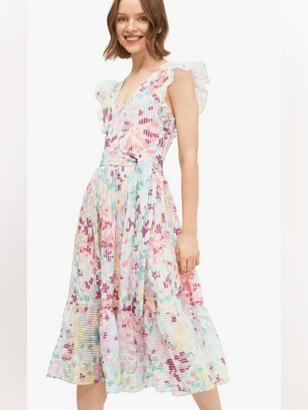 Kate Spade Painted Petals Burnout Midi Dress Size 10